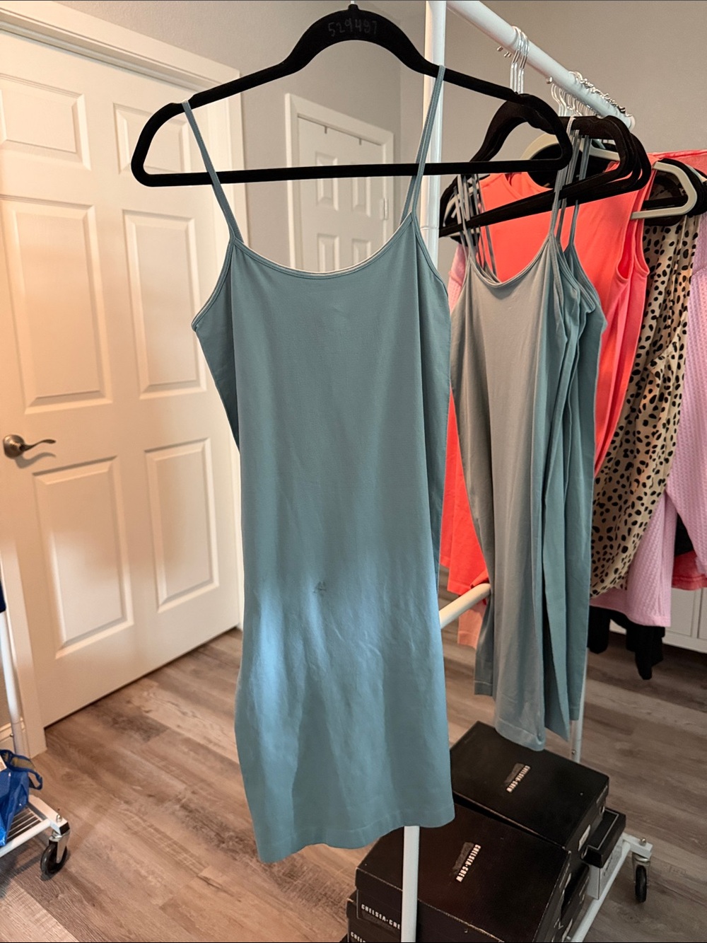 Classic Scoop Neck Camisole Dress in Dusty Blue